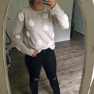 NWT Lumière Cropped Fuzzy Polka Dot Sweater